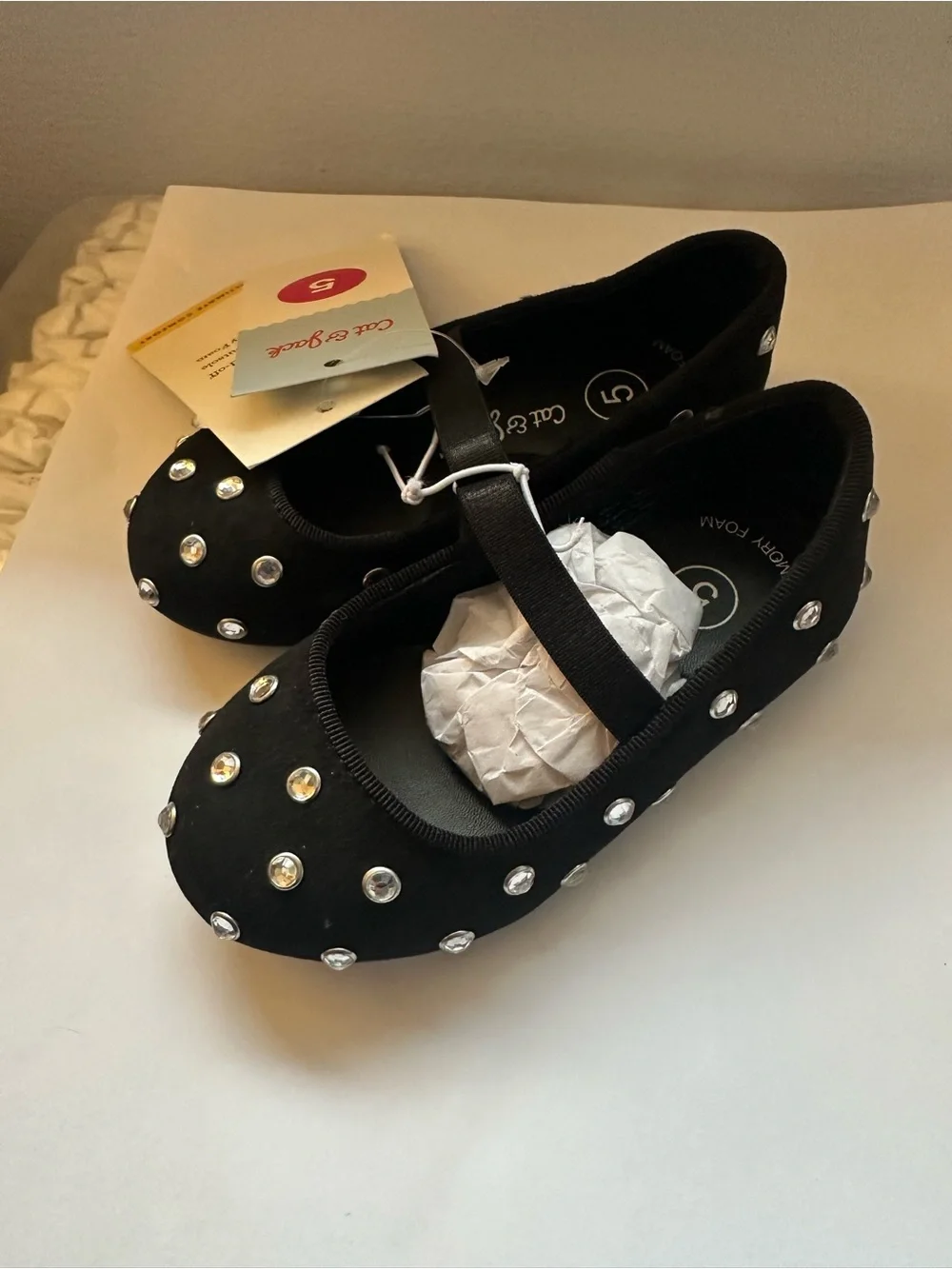 Cat & Jack Black Jeweled Mary Jane Flats